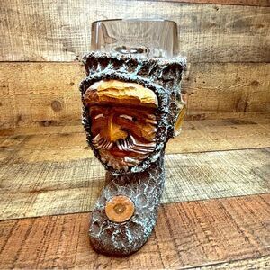 Vintage GERMAN MOUNTAIN MAN Clay Sculpted .5 Liter BEER GLASS BOOT 7.5" VG !